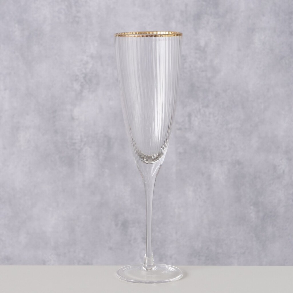 Sektglas Sofia lang mit Goldrand