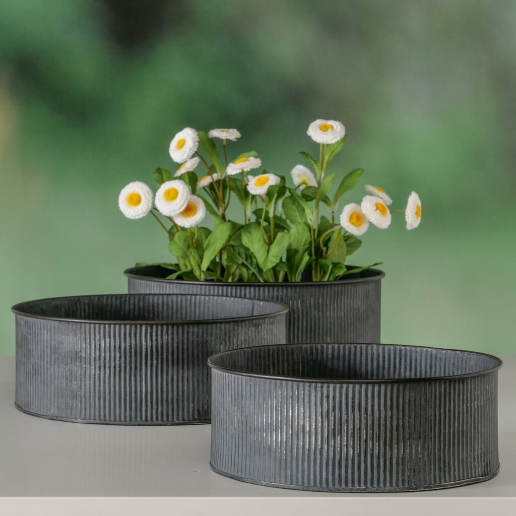 Boltze Metall Übertopf Bionda flach, 3er Set online kaufen bei SKANDEKO (Ansicht 2)