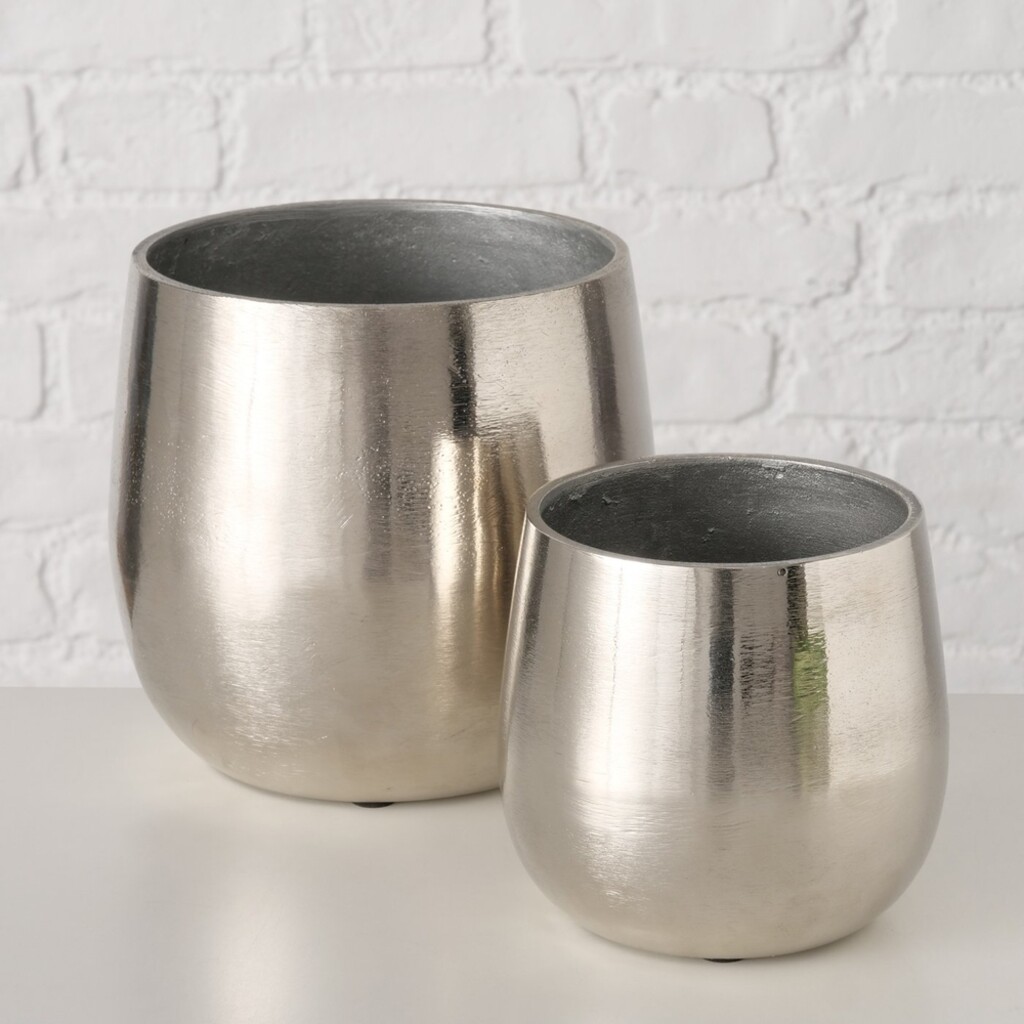 Übertopf 2er-Set Flaire, silber Aluminium