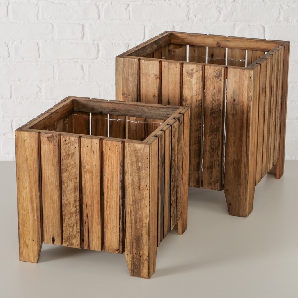 Outdoor Übertopf Nando 2er Set aus Holz