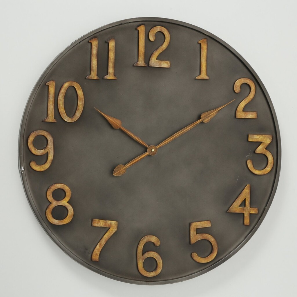Wanduhr Lincoln Antikgold Dunkelgrau