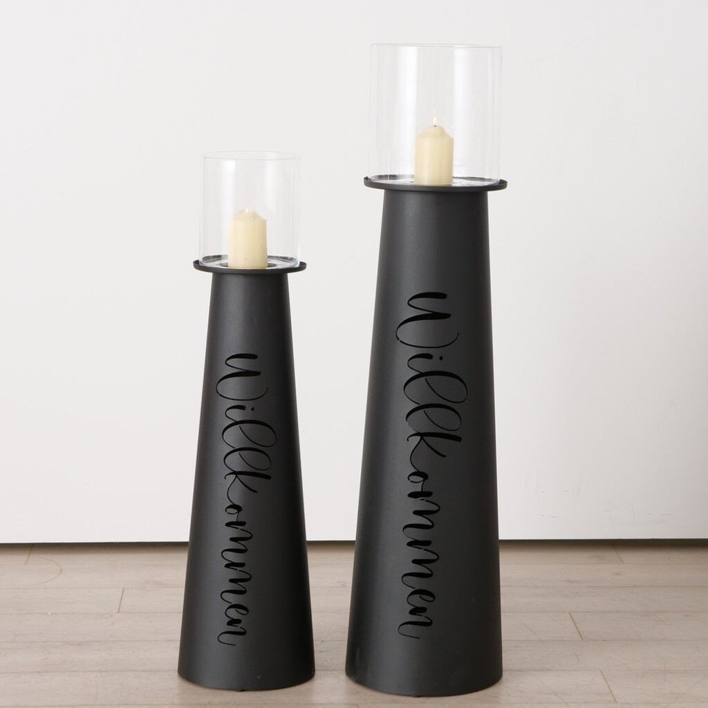 Windlicht Willkommen aus Eisen, 2er Set