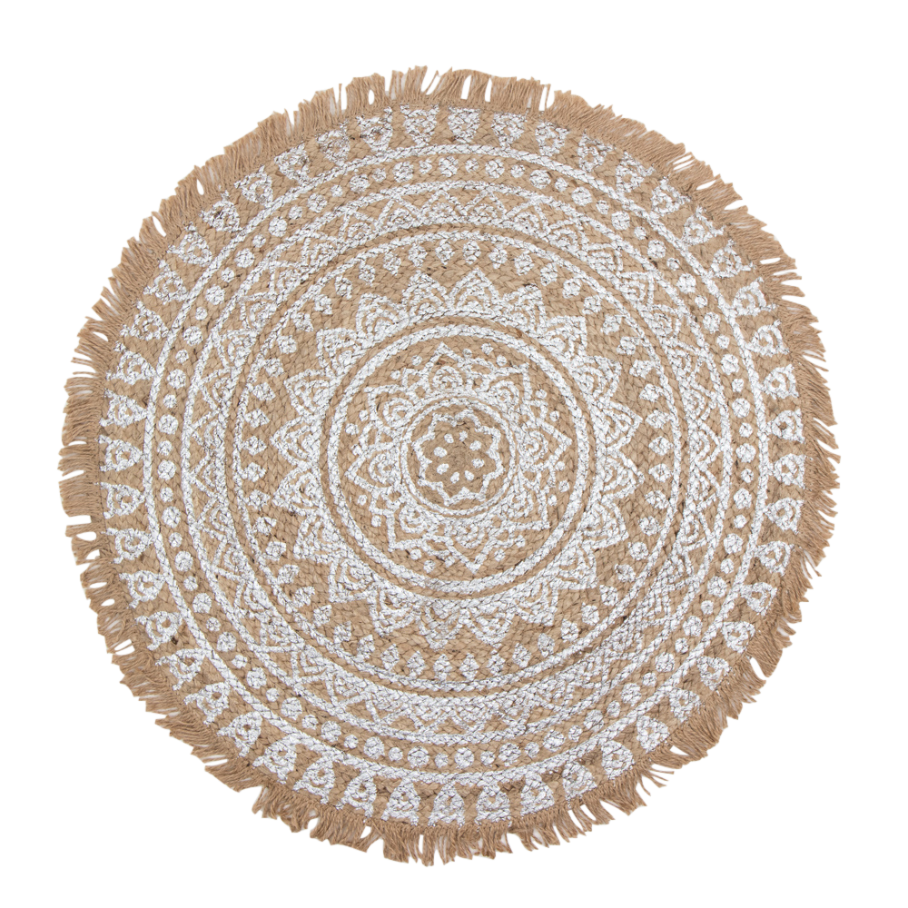 Teppich aus Jute mit Mandala Print
