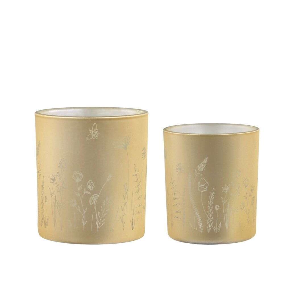 2er Set Teelichthalter mit Blumen