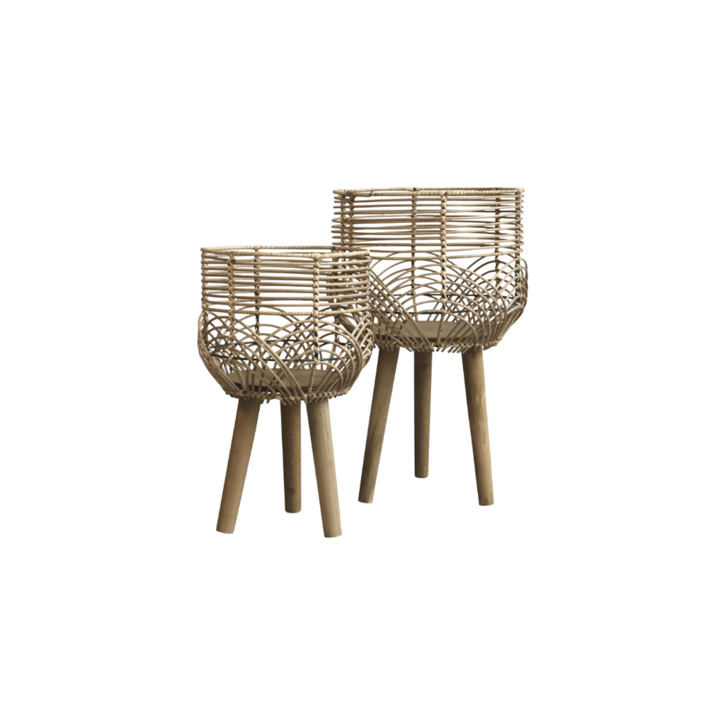 Chic Antique 2er Set Übertopf geflochten mit 3 Beinen online kaufen bei SKANDEKO