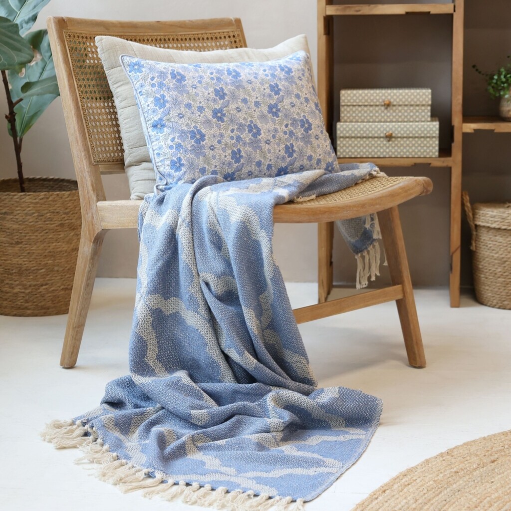 Chic Antique Aix Plaid aus Garnüberschuss - Sky Blue online kaufen bei SKANDEKO (Ansicht 2)