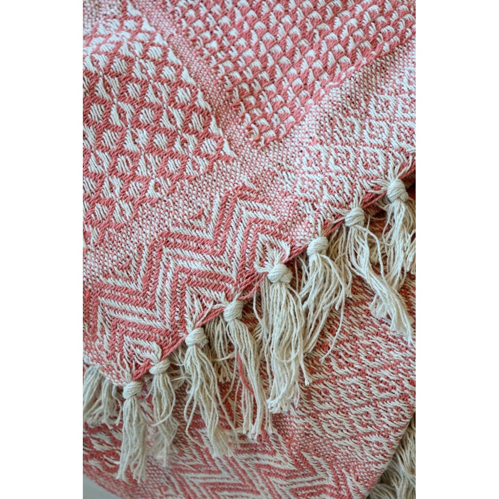 Aix Plaid Decke aus Baumwoll-Garnüberschuss Coral Blush