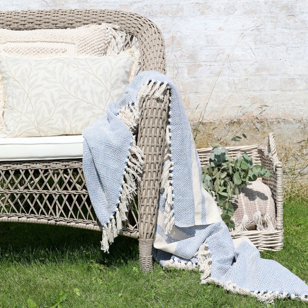 Chic Antique Aix Plaid Garnüberschuss Blau Creme