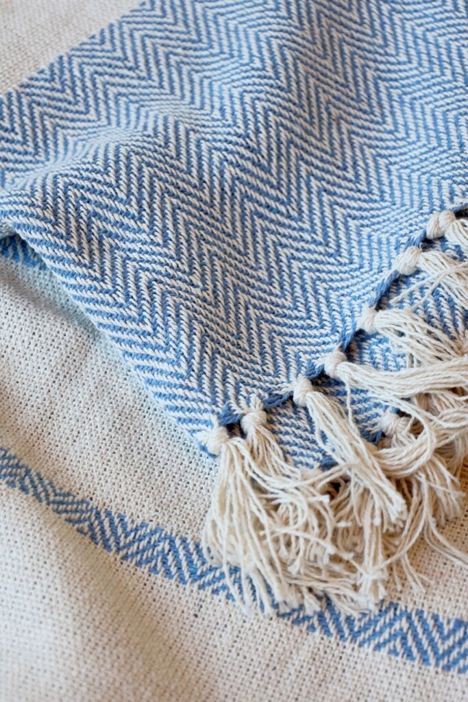 Chic Antique Aix Plaid Garnüberschuss Blau Creme
