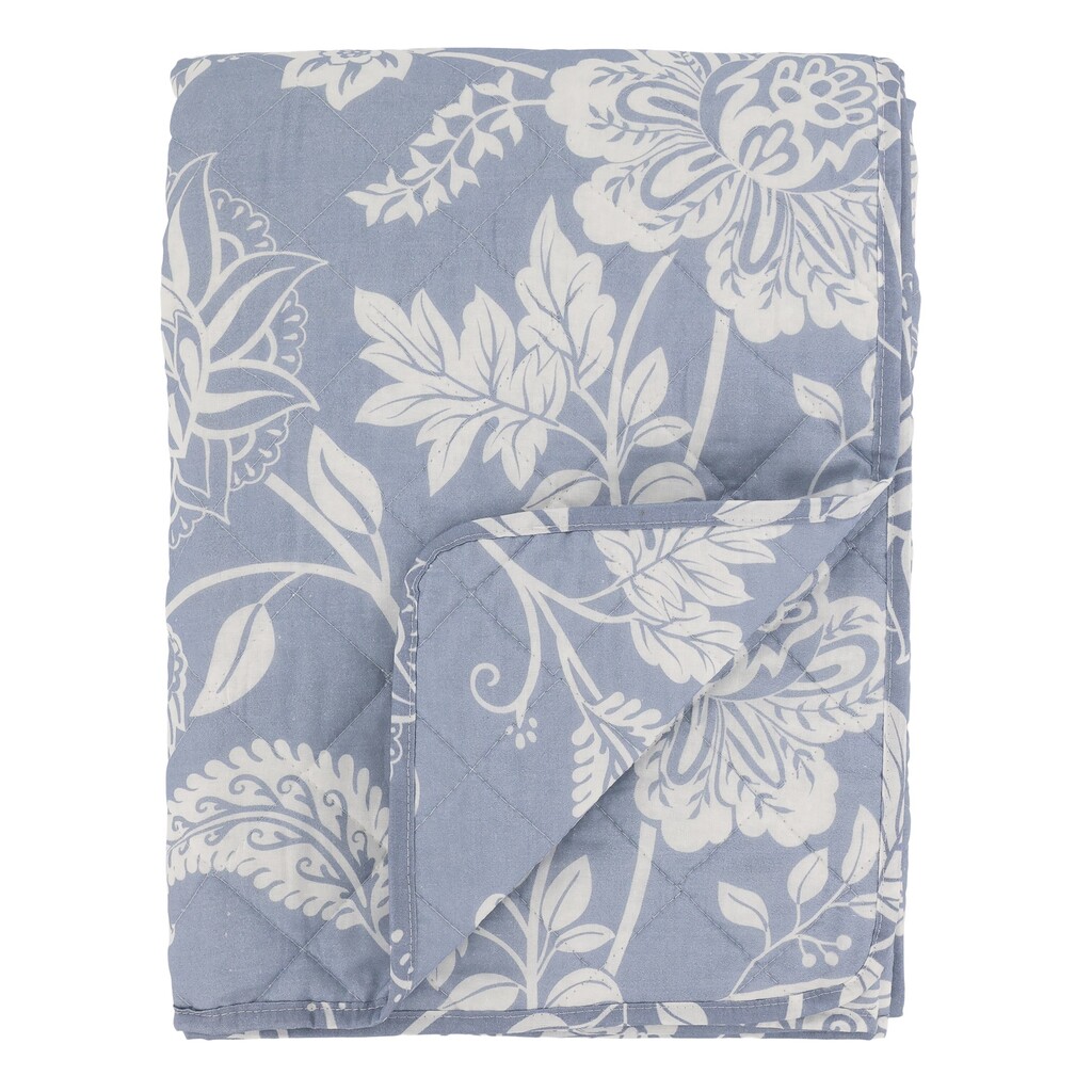 Chic Antique Aix Quilt mit Blumenmuster, sky blue online kaufen bei SKANDEKO