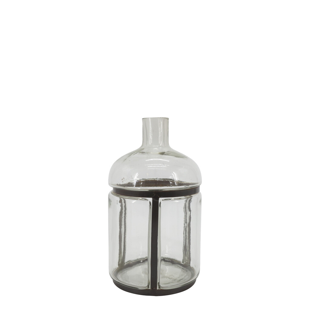 Altfranzösische Glasflasche mit Eisendekor