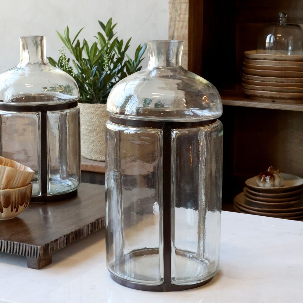 Chic Antique Altfranzösische Glasflasche mit Eisendekor online kaufen bei SKANDEKO (Ansicht 2)