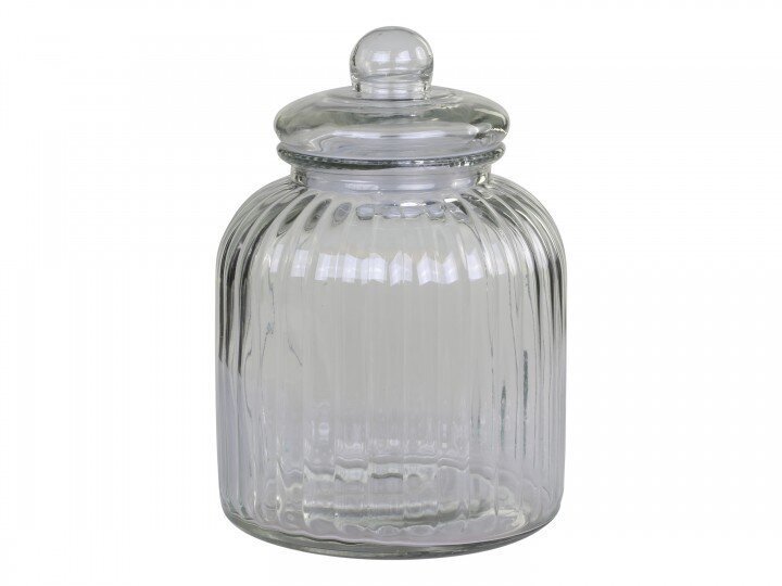 Aufbewahrungsglas mit Rillen und Glasdeckel