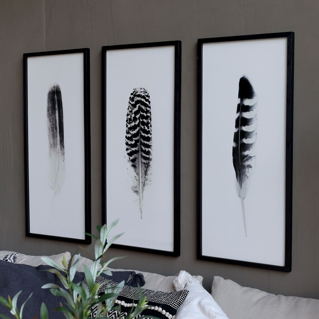 Chic Antique Bild mit Federnmotiv und schwarzem Rahmen online kaufen bei SKANDEKO (Ansicht 2)