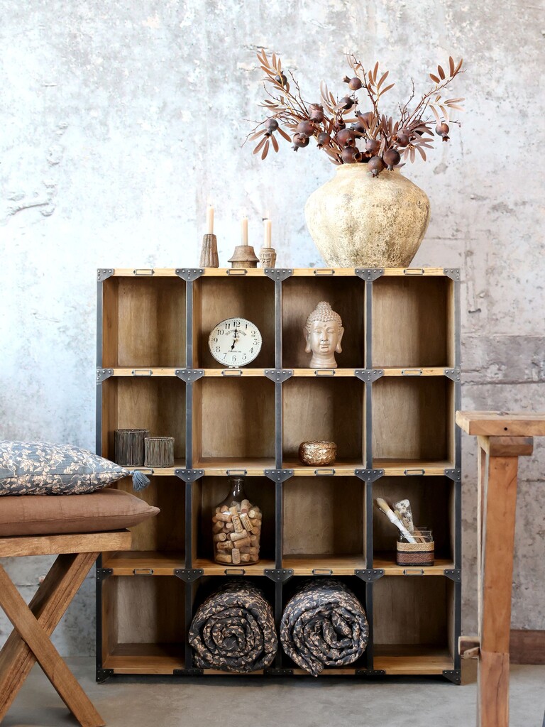 Chic Antique Fächerregal aus Kiefernholz und Metall online kaufen bei SKANDEKO (Ansicht 2)