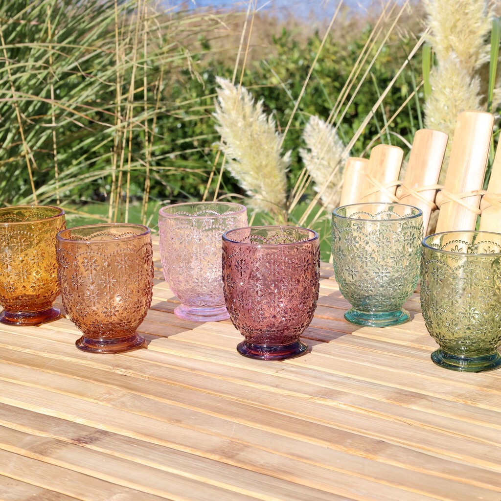 Chic Antique Farbige Trinkgläser Saint-Émilion mit Muster im 6er Set online kaufen bei SKANDEKO (Ansicht 2)