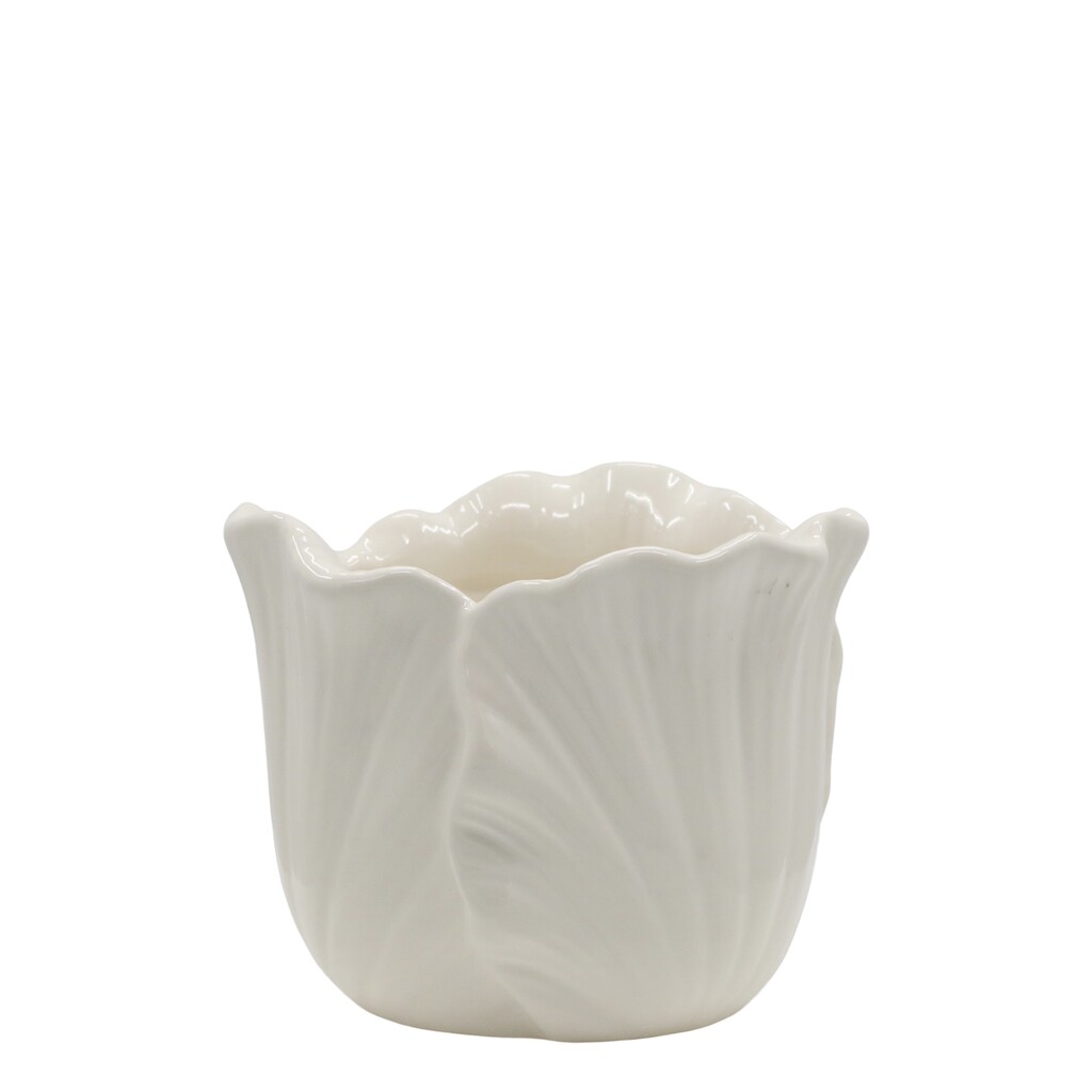 Chic Antique Fayence Blumentopf mit Blätter online kaufen bei SKANDEKO