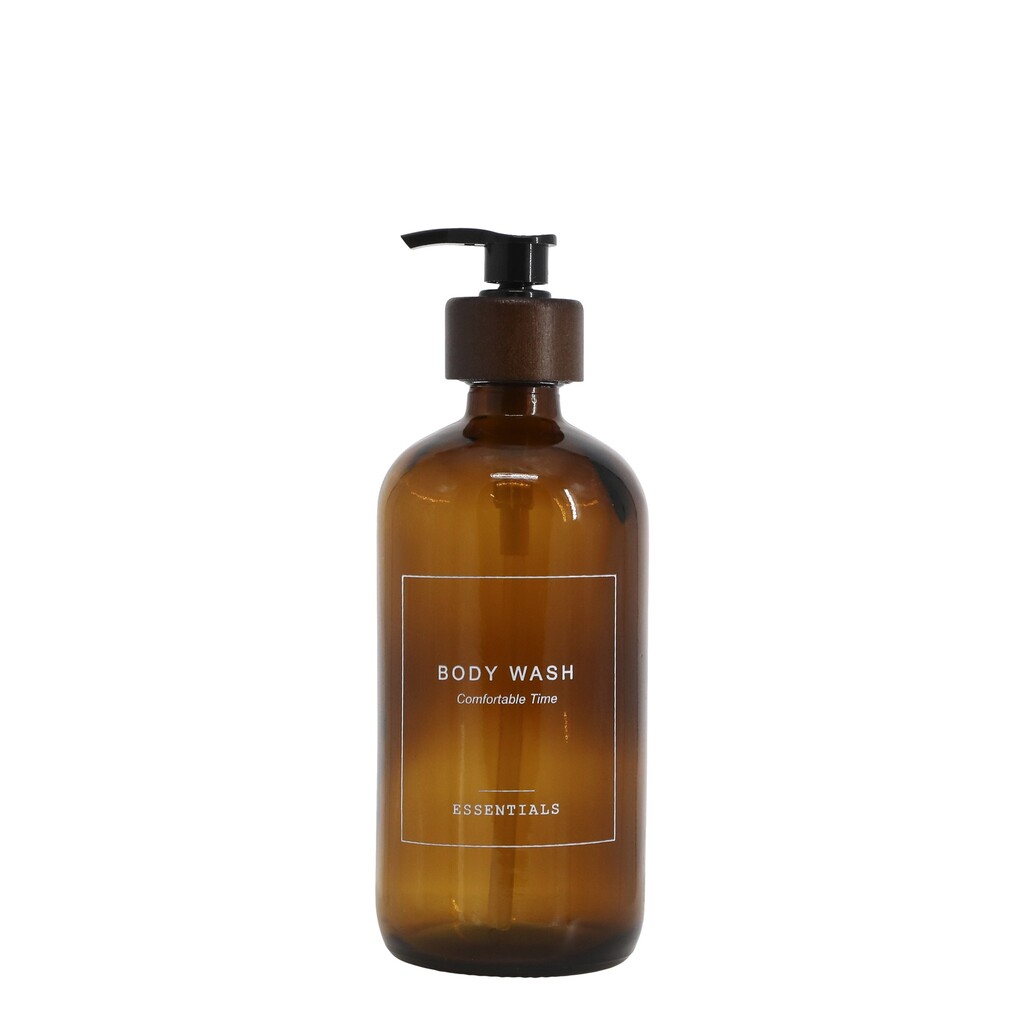 Flasche Spender mit Pumpe Body Wash Aufschrift