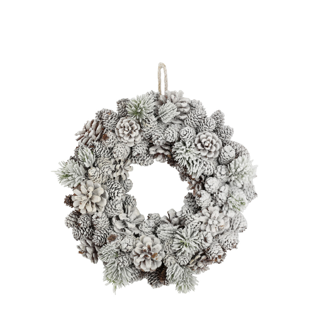 Chic Antique Künstlicher Tannen Kranz mit Zapfen und Schnee Ø 33 cm online kaufen bei SKANDEKO
