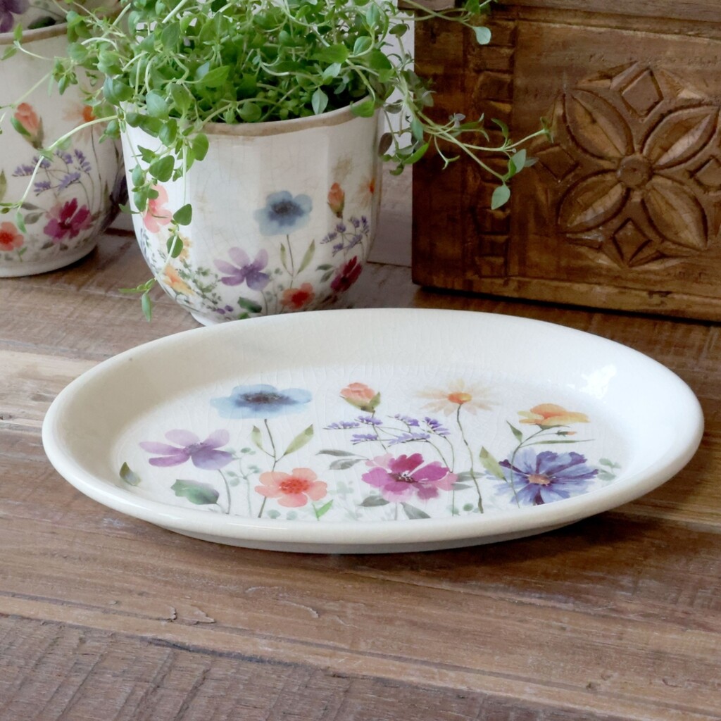 Fleurville Tablett – Romantisches Keramiktablett im Landhausstil