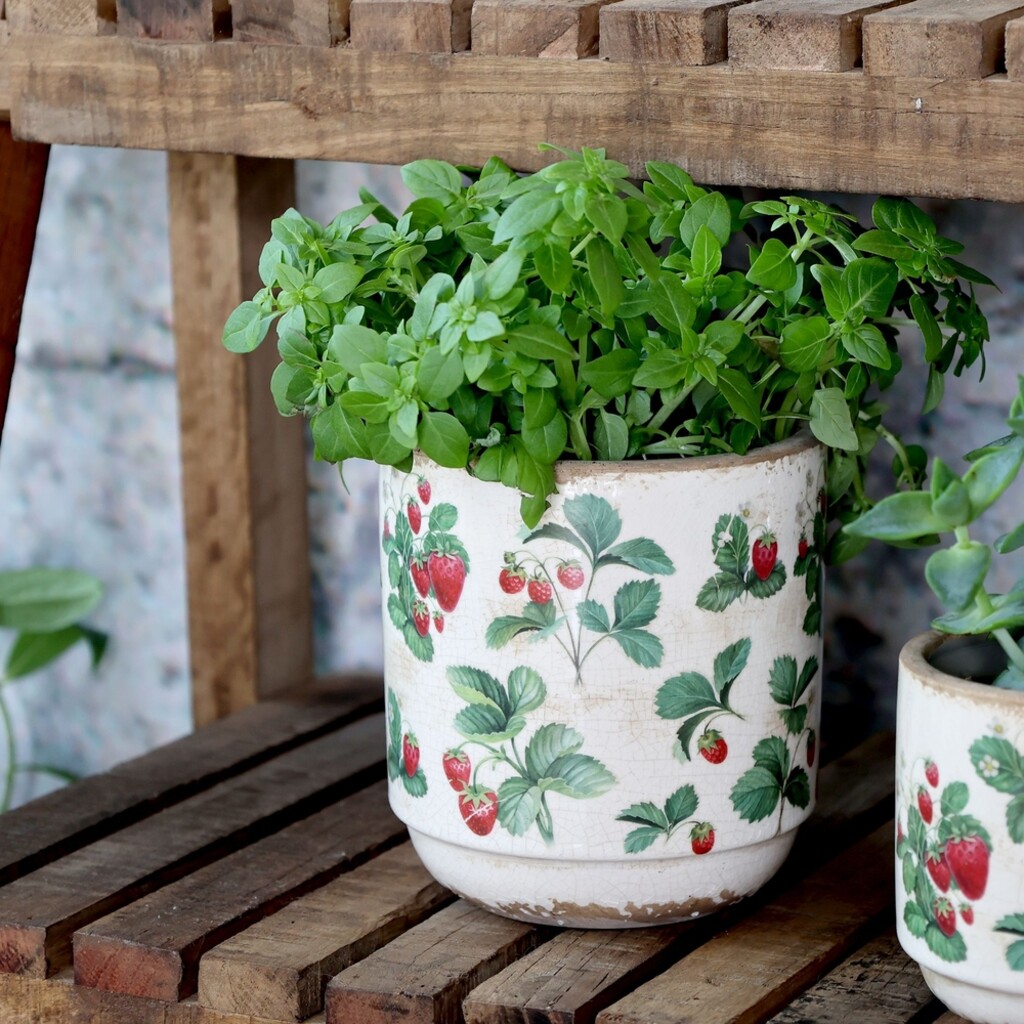 Fraises Übertopf – Keramik-Pflanztopf mit Erdbeer-Dekor