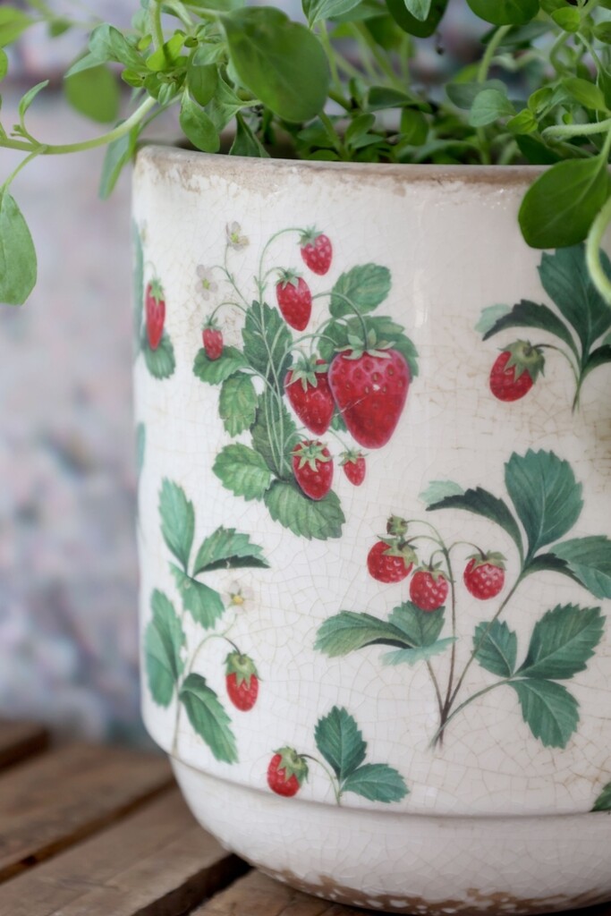 Fraises Übertopf – Keramik-Pflanztopf mit Erdbeer-Dekor