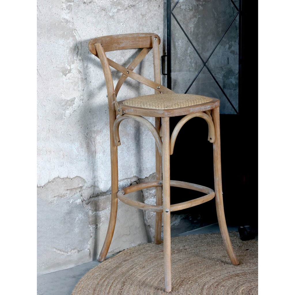 Französischer Barhocker mit Geflechtsitz