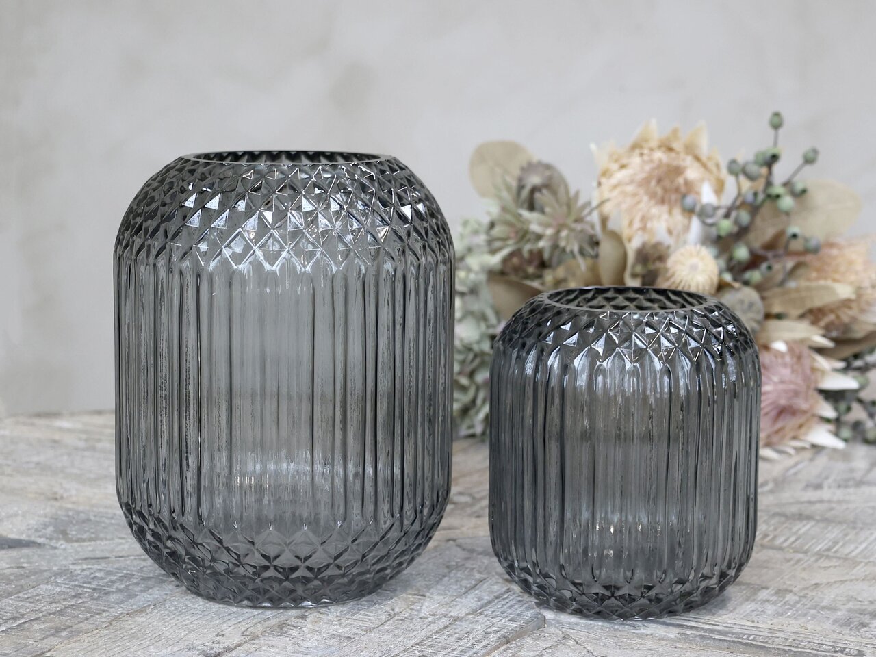 Chic Antique Glasvase kariert mit Rillen online kaufen bei SKANDEKO (Ansicht 2)