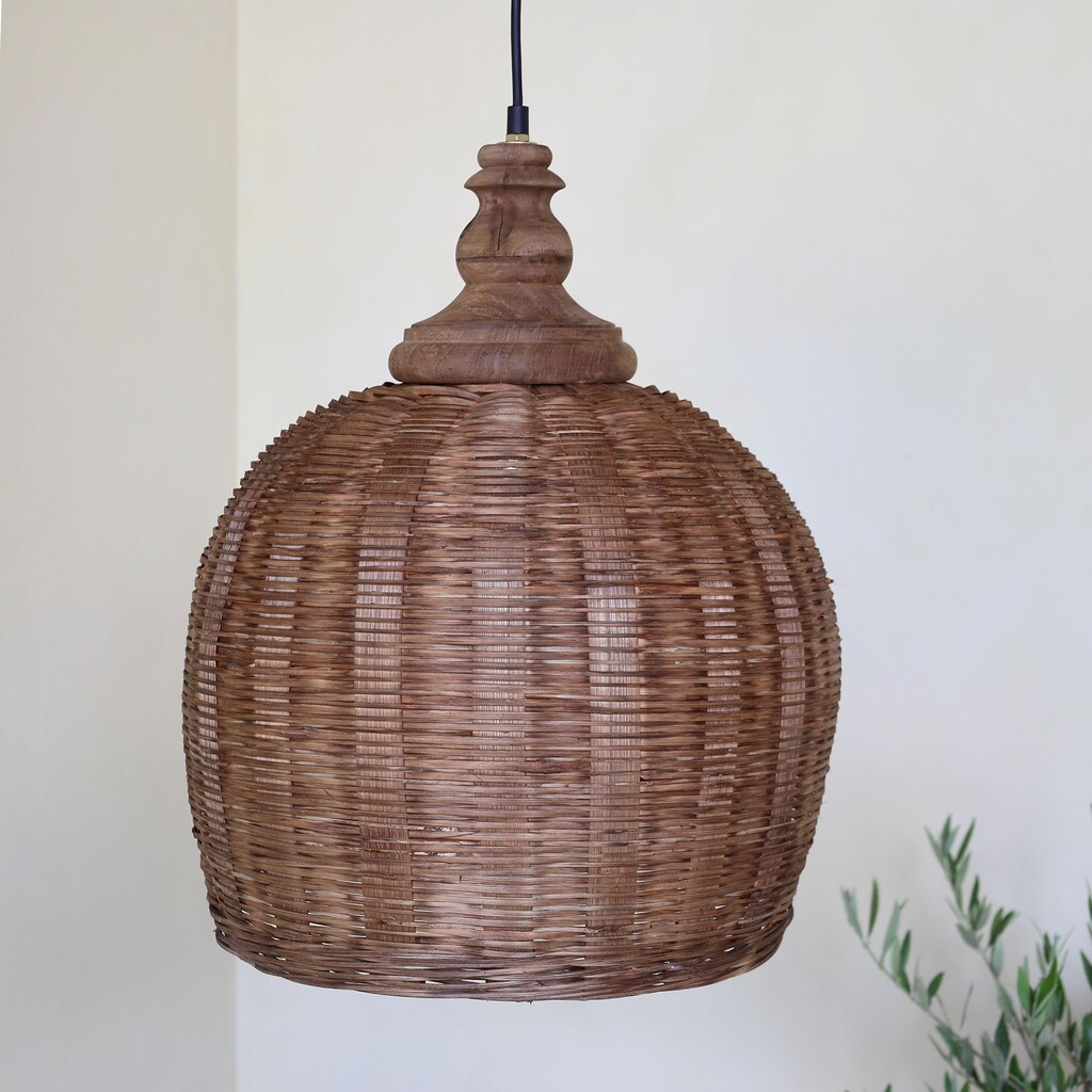 Chic Antique Rattan Hängelampe Ø 34 cm