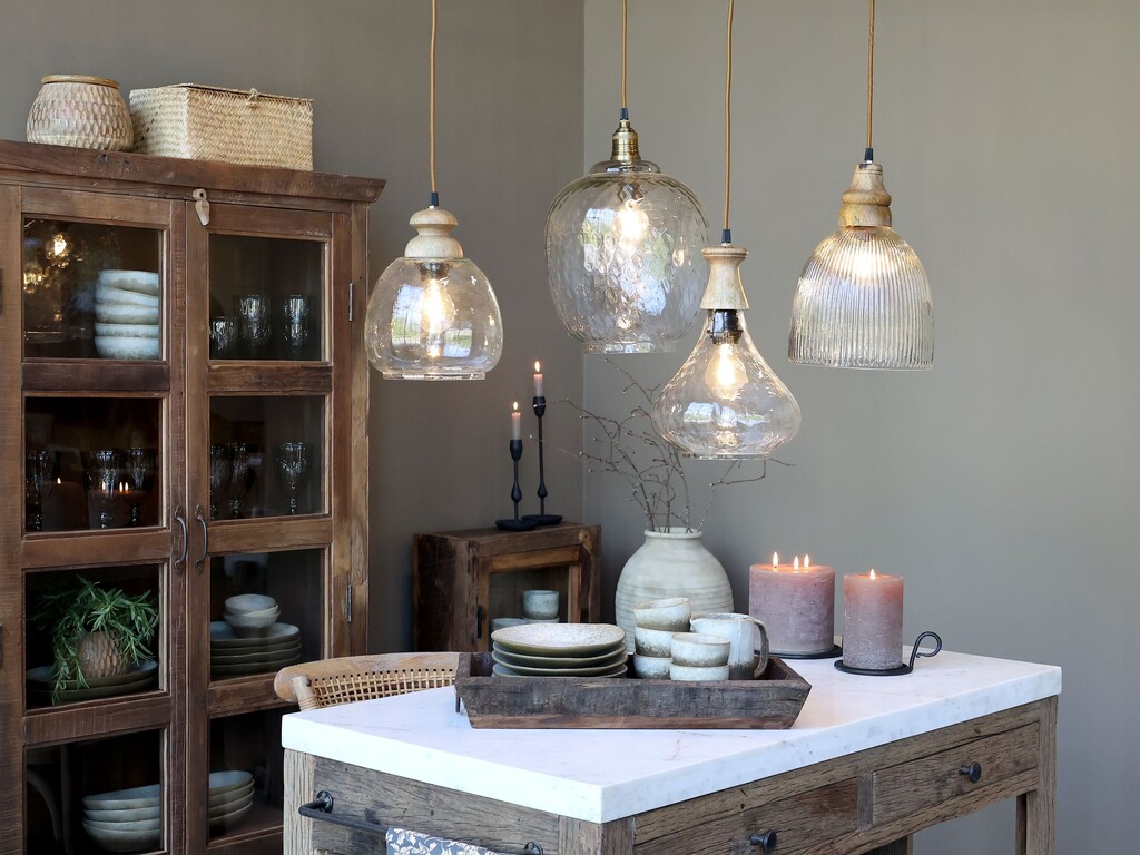 Chic Antique Hängelampe mit Holzzierhülse online kaufen bei SKANDEKO (Ansicht 2)