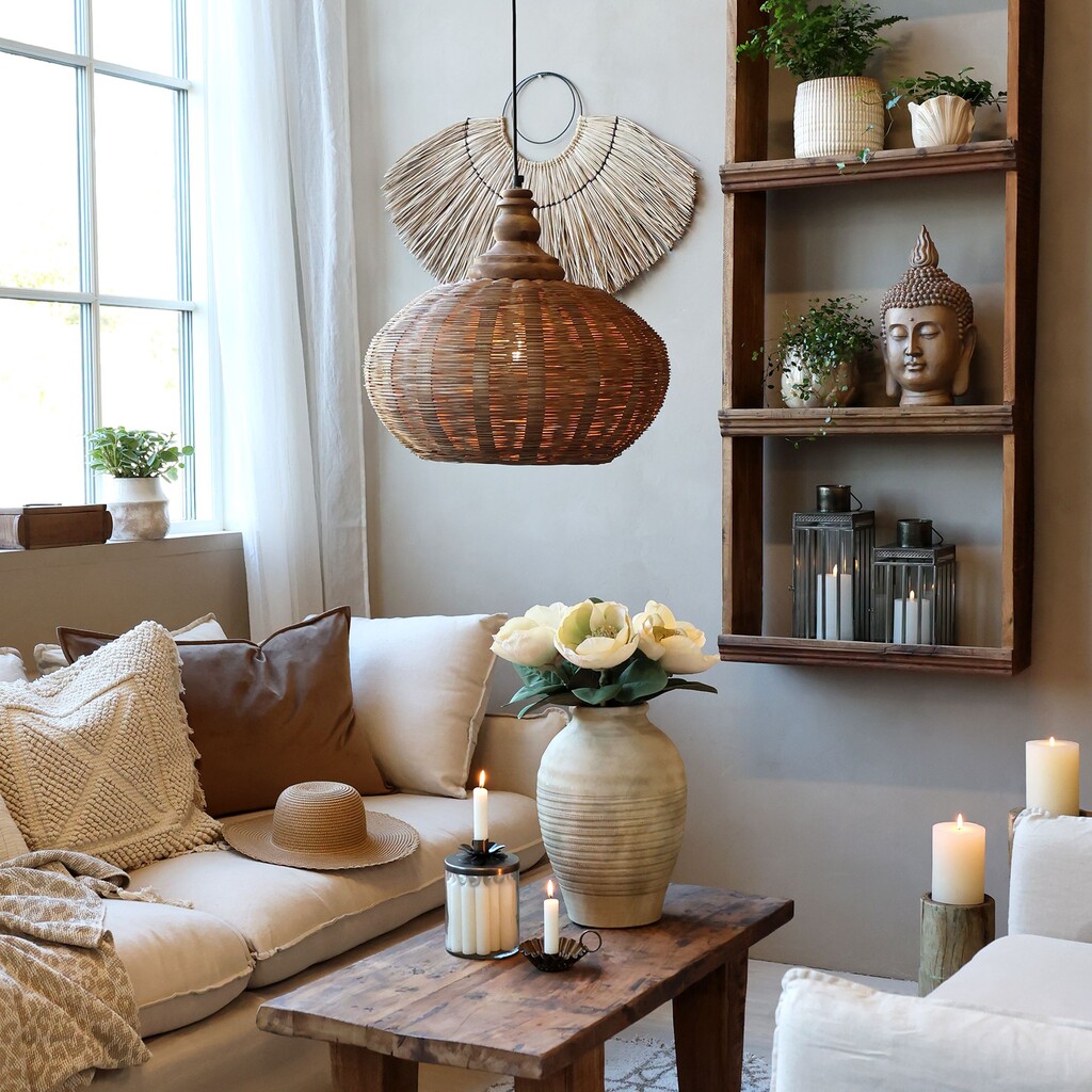 Chic Antique Hängelampe oval aus Rattangeflecht online kaufen bei SKANDEKO (Ansicht 2)