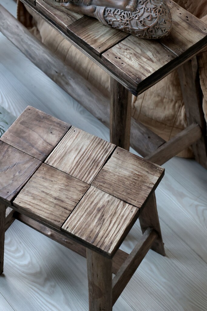 Chic Antique Hocker mit Muster auf Sitz online kaufen bei SKANDEKO (Ansicht 2)