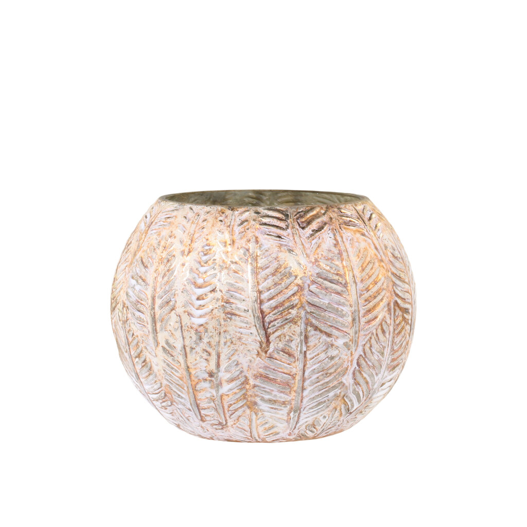 Chic Antique Hurricane Windlicht Gold mit Blattmuster online kaufen bei SKANDEKO
