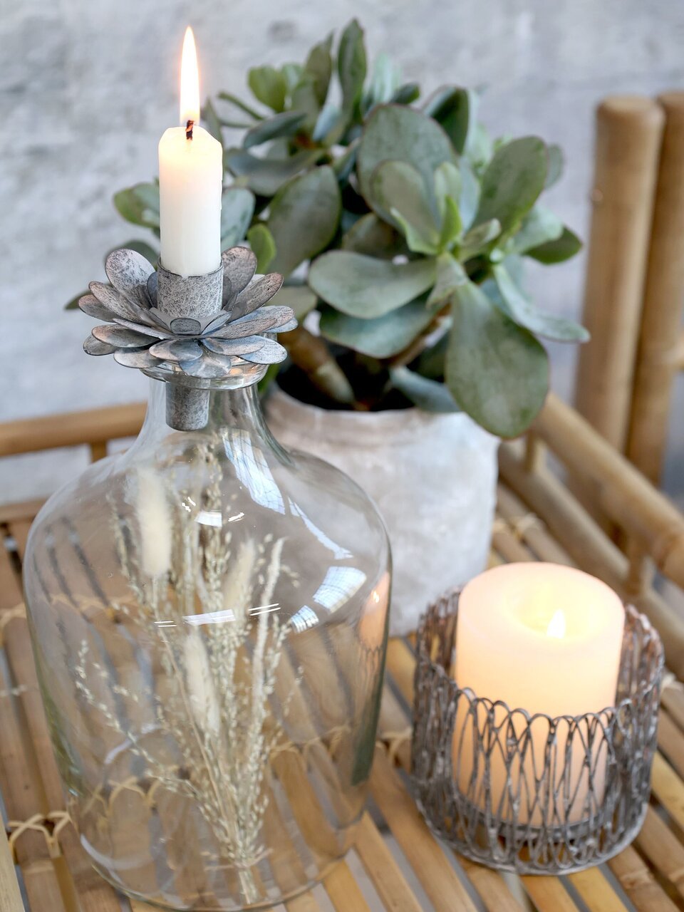 Chic Antique Kerzenhalter Flaschenaufsatz mit Blumen online kaufen bei SKANDEKO (Ansicht 2)