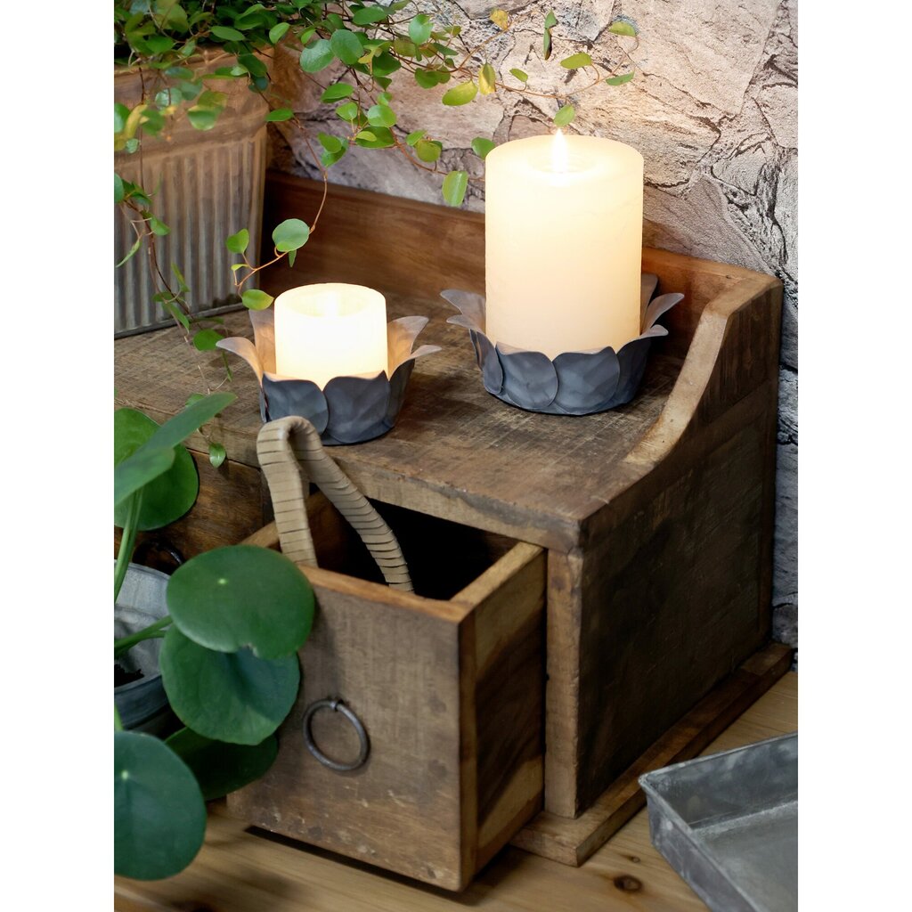 Chic Antique Kerzenständer für Stumpenkerze mit Blättern online kaufen bei SKANDEKO (Ansicht 2)