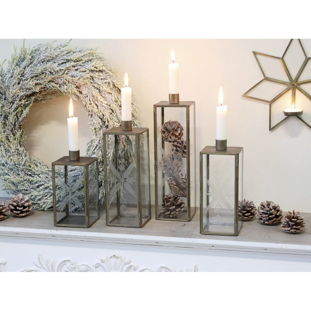 Chic Antique Kerzenständer Glas und Metall mit Schliff online kaufen bei SKANDEKO