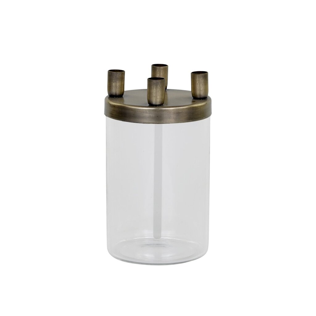 Chic Antique Kerzenständer mit Glas mit 4 Haltern, Messinglook online kaufen bei SKANDEKO