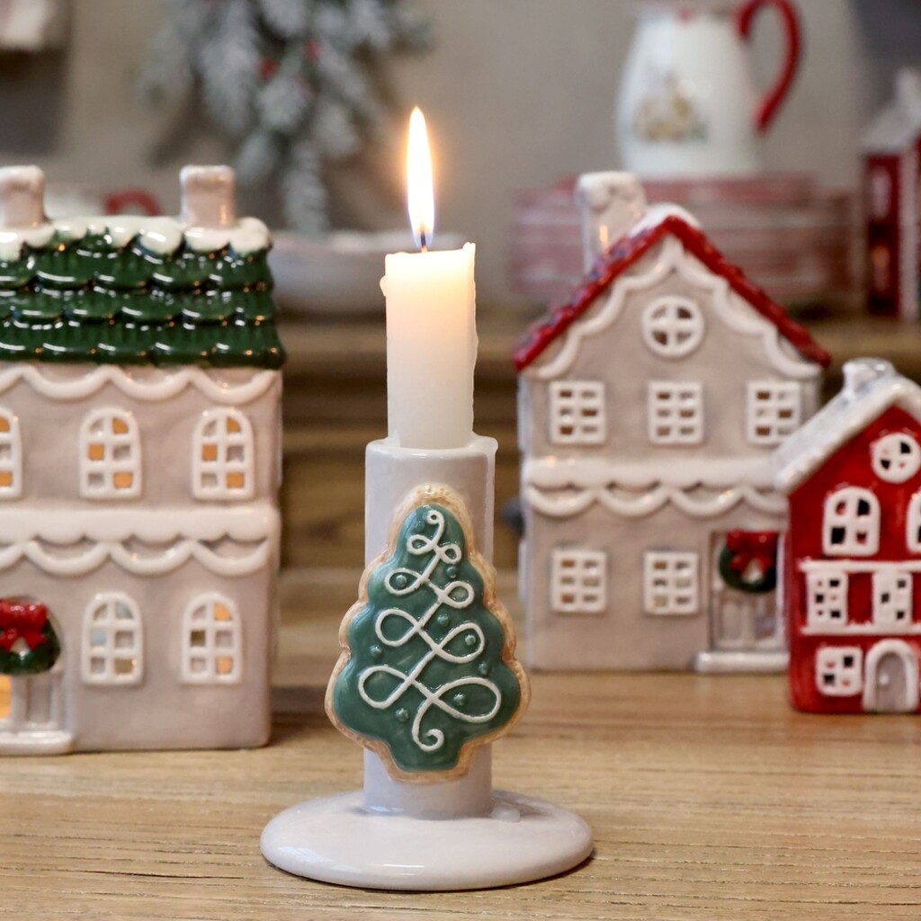 Kerzenständer mit Weihnachtsmotiv aus Dolomit