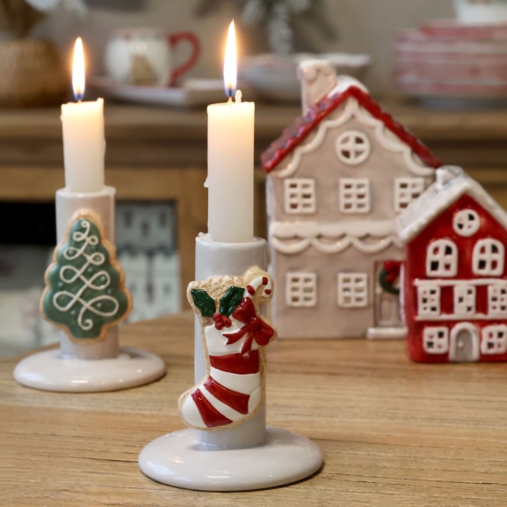 Kerzenständer mit Weihnachtsmotiv aus Dolomit