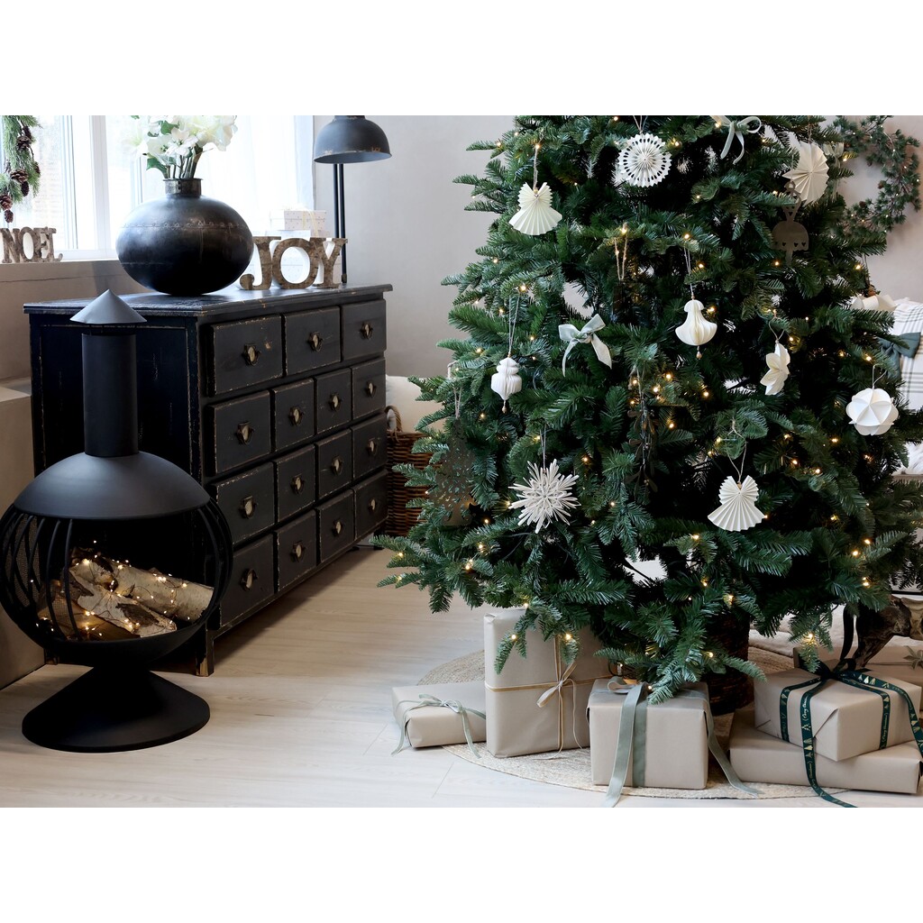 Künstlicher Weihnachtsbaum Fleur mit Korb & LED-Lichterkette mit Timer