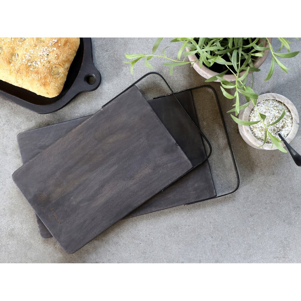 Chic Antique Laon Tapasbrett Mangoholz mit Eisen Henkel online kaufen bei SKANDEKO