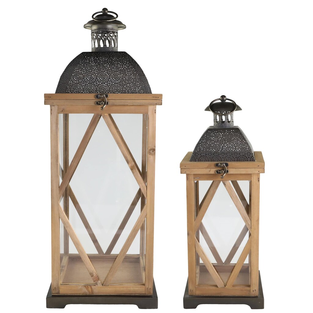 Chic Antique Laterne aus Holz 2er-Set online kaufen bei SKANDEKO