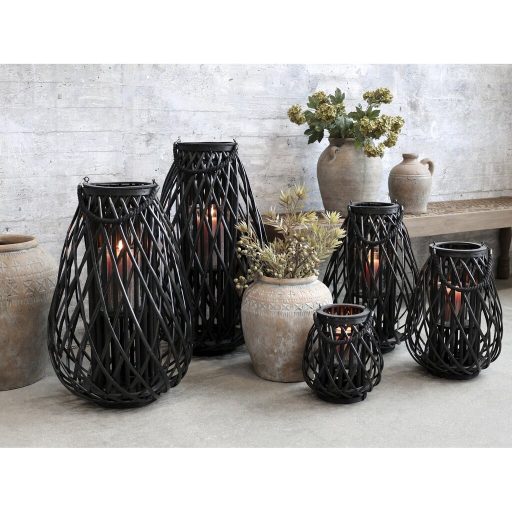 Chic Antique Laterne geflochten schwarz online kaufen bei SKANDEKO