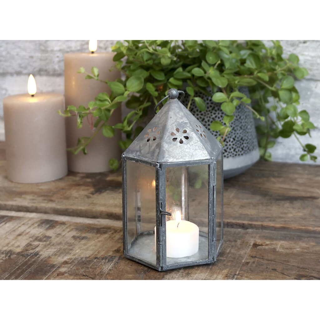 Chic Antique Laterne mit Blumenmuster sechseckig online kaufen bei SKANDEKO (Ansicht 2)