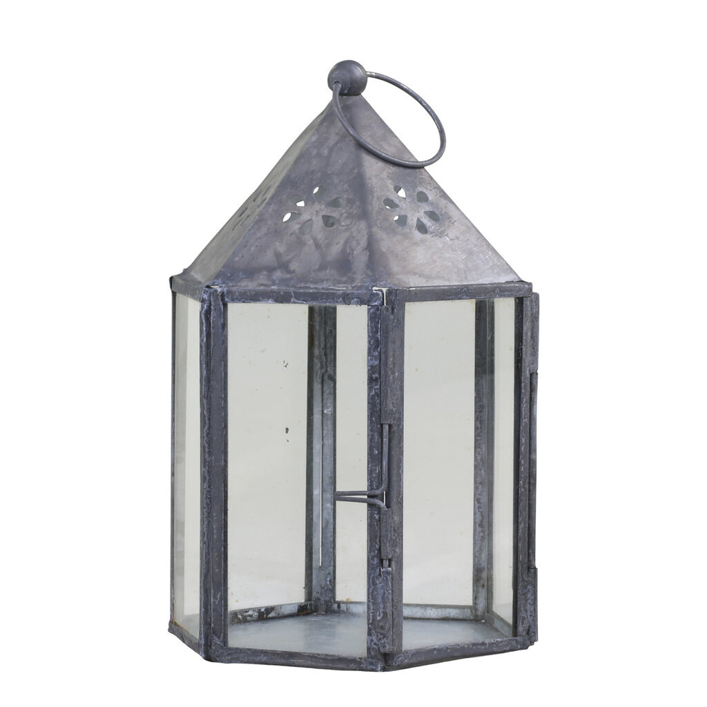 Chic Antique Laterne mit Blumenmuster sechseckig online kaufen bei SKANDEKO