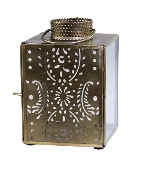 Chic Antique Laterne mit Muster gold online kaufen bei SKANDEKO