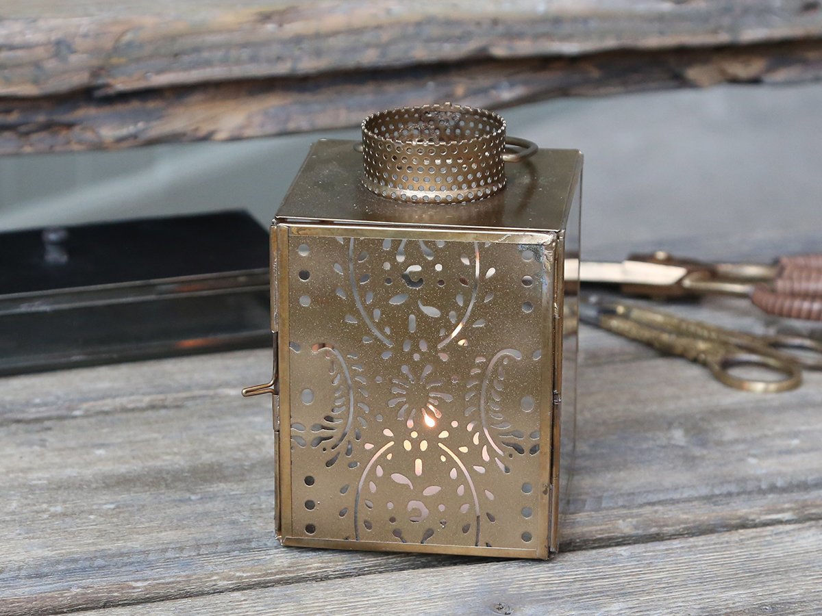 Chic Antique Laterne mit Muster gold online kaufen bei SKANDEKO (Ansicht 2)