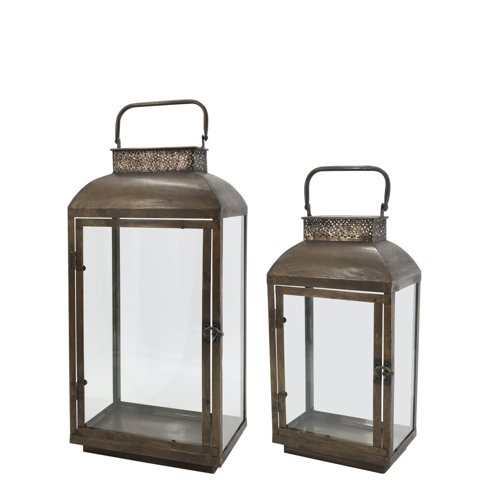 Chic Antique Laterne mit Muster Messing Antik 2er-Set online kaufen bei SKANDEKO