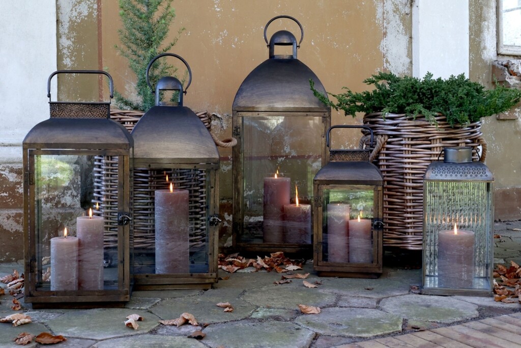 Chic Antique Laterne mit Muster Messing Antik 2er-Set online kaufen bei SKANDEKO (Ansicht 2)