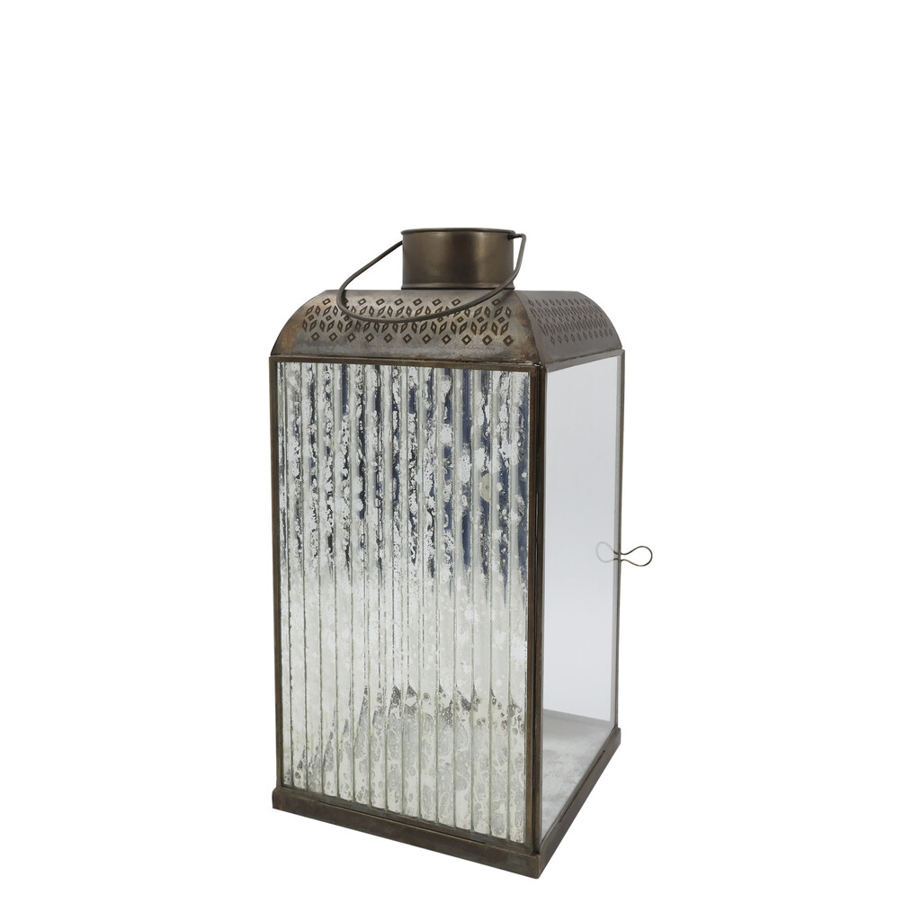 Chic Antique Laterne mit Spiegeldekor Antik Messing online kaufen bei SKANDEKO